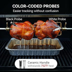 BFOUR 524FT Meat Thermometer Digital Wireless with Smart App, Bluetooth Smoker Cooking Thermometer with LCD Booster, IP67 Waterproof & 752°F Heat Resistance 2 Meat Probes for Food Grill Oven and BBQ