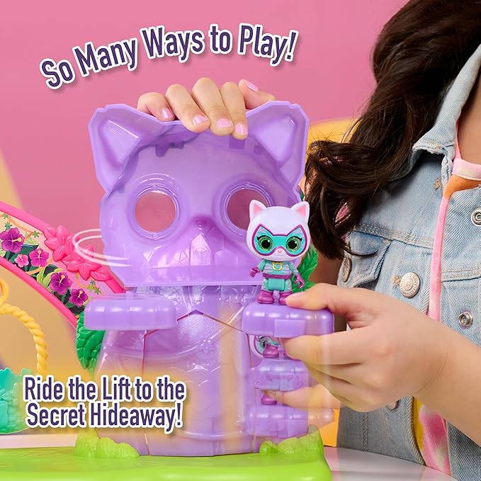 Disney Jr. SuperKitties Su-Purr Wild Playset with Slide and Swing, 5-Pieces, 3 Poseable Figures, Toy for Fans, Girls, Kids, Ages 3 and Up by Just Play