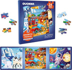 QUOKKA Magnetic Toddler Puzzles Ages 2-4 - 24 Pieces Kids Puzzles Ages 3-5 - Travel Games for Kids 4-6 Boys and Girls - Learning Animal, Space, Dino Car Airplane Road Trip Activities