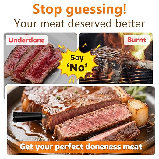 Accurate Smart Wireless Meat Thermometer - 4 Probes, Long Range Bluetooth, Real-time Alerts, Dishwasher Clean, Waterproof, Digital Cooking Thermometer for Grill, BBQ, Oven, Smoker