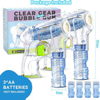 Kid Odyssey 2 Pack Bubble Gun with 4 Refill Solution and 3 Colorful LED Light, Bubble Machine for Kids, Bubble Maker for Party Favors, Birthday Gift, Indoor Outdoor Toys for Toddlers