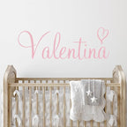 Custom Name & Heart Wall Decal- Baby Boy Girl Unisex - Nursery Decal for Home Bedroom Children - Wall Sticker (397) (42" Wide x 16" high)