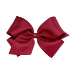 Wee Ones Girls' Plain Wrap Classic Grosgrain Hair Bows on a WeeStay No-Slip Hair Clip, Handmade, King, Cranberry