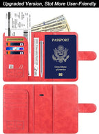 Airtag Passport Holder Cover Wallet Travel Essentials Leather Rfid Blocking Case Vacation Luggage Must Haves Travel Accessories for Men Women (117#Red)