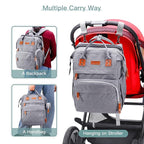 Diaper Bag Backpack with Changing Station, Large Diaper Bag, Baby Bag, Multifunctional Diaper Bag, Gray