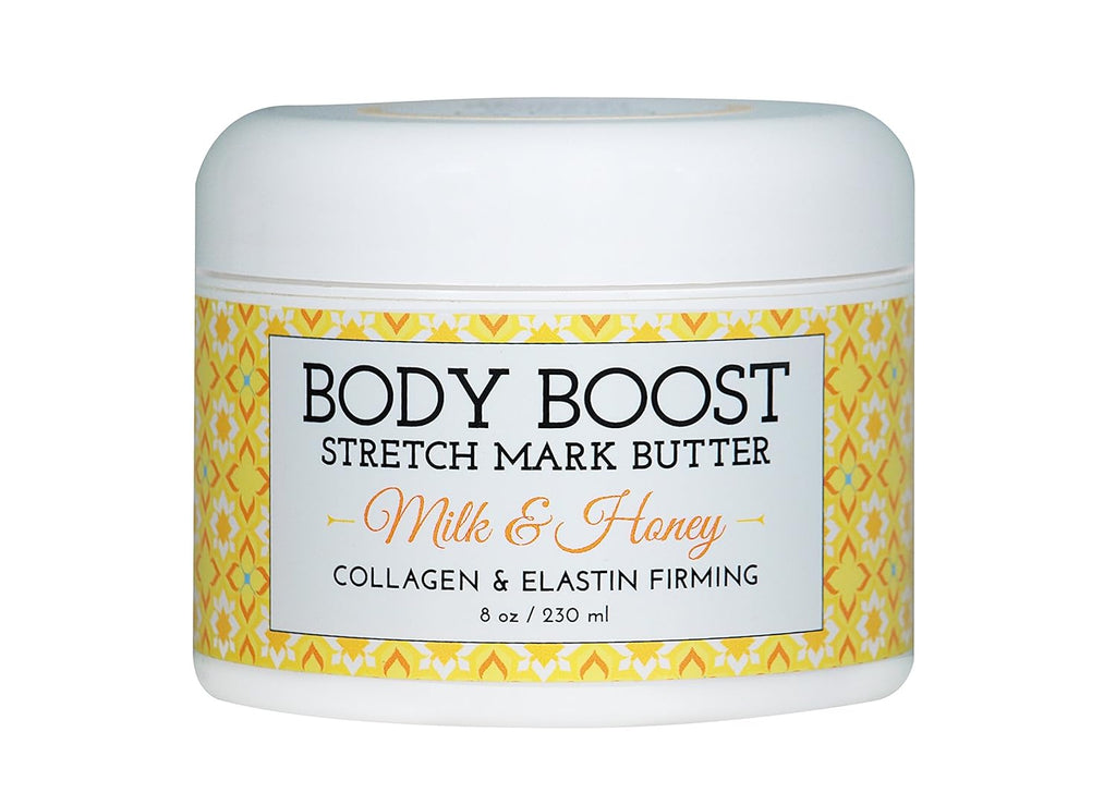 Body Boost Milk & Honey Stretch Mark Butter- Safe for Pregnancy and Nursing- Repair Stretch Marks and Scars- Paraben, Phenoxyethanol Free