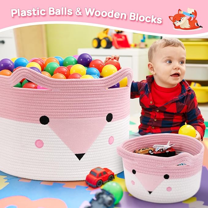 Large Baby Basket Toy Storage 3 Pack, (20"x13.8") Woven Baby Laundry Basket, Stuffed Animal Storage.