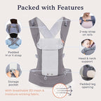 Beco Gemini Baby Carrier from Newborn to Toddler - Certified Ergonomic Newborn Baby Carrier for Infants and Children of 7-35 lbs - M Shape, Adjustable Seat, Breathable 3D Mesh (Cool Dark Grey)