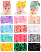 doboi Baby Girl Headbands, 12pcs Nylon Headbands with Big Baby Bows, Hair Accessories for Infant Newborn Toddler