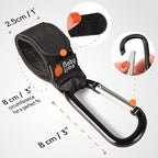 Baby Uma Stroller Hooks for Bags (2 Pack) - Universal Stroller Clips and Hooks, Non-Slip with One-Hand Opening, 11 lb Weight Capacity, Baby Travel Essential