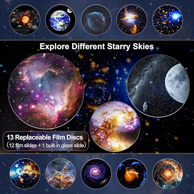 Planetarium Projector Pro for Bedroom, 13 in 1 Star Projector Galaxy Light, Ceiling Night Light Milky Way Mood Lighting with Timer, LED Space Galaxy Lamp Bedroom Room Decor for Adults Kids - White