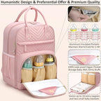 Diaper Bag Backpack for Women with Changing Pad, Baby Bag with Insulated Pockets Multifunctional Diaper Bags For Baby Girl Boy Waterproof Baby Bags For Boys Girls Maternity Bag Baby Pink
