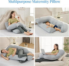 Pregnancy Pillow for Sleeping, U Shaped Full Body Maternity Pillow with Removable Silky Cover, Support for Back,Leg,Belly for Pregnant Women, Side Sleeper,Pain Relief, Ergonomic Soft Cushion,51 Inch