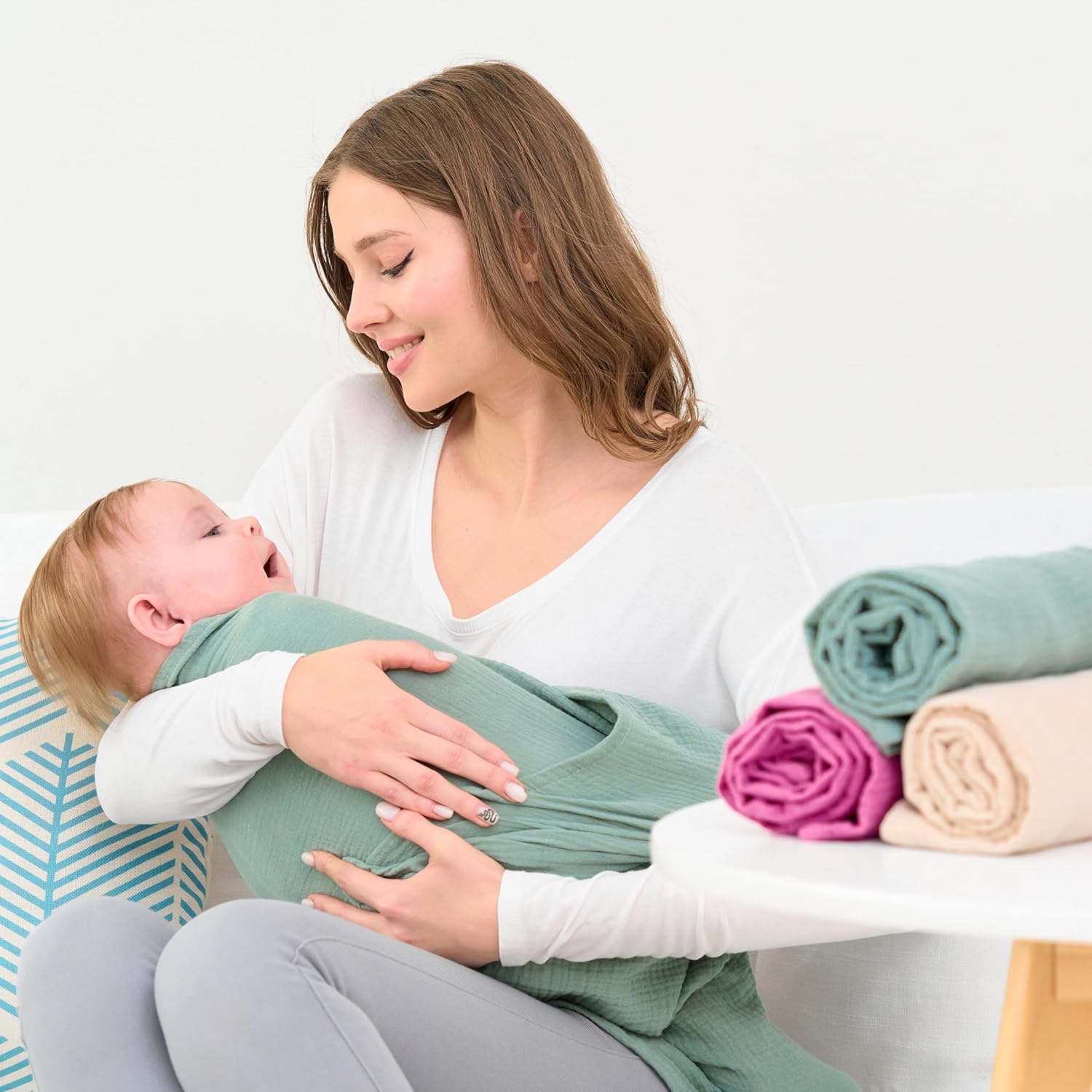 Baby Muslin Swaddle Blanket for Boys and Girls,4-Pack Breathable and Skin-Friendly,Wrap Soft Silky Cotton Muslin Swaddle Blankets (Rose Pink)