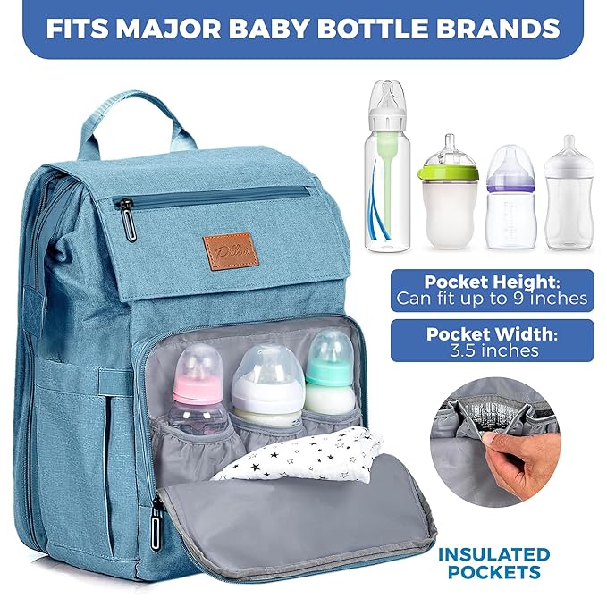 PILLANI Baby Diaper Bag Backpack - Large Bag for Boys & Girls, Waterproof Diaper Backpack - Travel Diaper Bags w/Changing Pad, Baby Registry Search & Shower Gifts - Essentials Must Haves Newborn Stuff