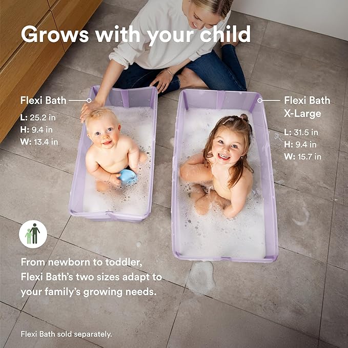 Stokke Flexi Bath X-Large, Lavender - 31.5 x 15.7 x 9.4 in - Best for Infants & Toddlers - Lightweight, Foldable & Easy to Store - Convenient to Use at Home or Traveling