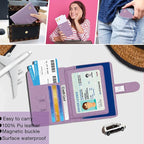 Melsbrinna Rfid Passport Holder for Travel women/Men, Cute Passport Wallet Rfid Blocking Card Slots, Rfid Passport Cover/CaseTravel Wallet, Passport Book Holder (1, Purple1)