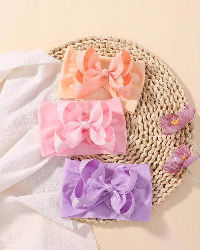 doboi 4 Inch 20pcs Baby Headbands Baby Girl Hair Bows Infant Newborn Toddler Baby Bows and Nylon Headbands Bows for Baby Girls Hair Accessories