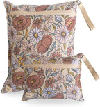 mushie Water Resistant Wet Bags | Large & Small Reusable Storage Bag for Baby Items and Travel | Zippered Pockets with Handle | Machine Washable, Set of 2 (Retro Flowers)