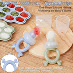 KingKam Baby Breastmilk Popsicle Molds & Baby Fruit Feeder (2 Pack), Baby Food Freezer Tray Storage Containers, Silicone Pacifier Feeder and Teether