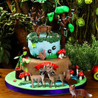 SIENON 7Pcs Forest Animals Figures Toys, Miniature Woodland Figurines with Deer Family, Elk, Fox, Rabbit, Squirrel for Kids Christmas Birthday Party Gift Cake Decorations Educational Project Diorama