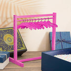 Civaner 11 Pcs Doll Garment Rack with Wooden Clothes Hanger for 18 Inch Girl Doll Clothes Mini Hangers Wardrobe Furniture Accessories for Dollhouse Baby Shower Supplies (Rose Pink)