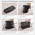 2 in 1 Portable Travel Crib for Toddler, Foldable Crib for Baby, Lightweight Playpen Collapsible Playard with Soft Mattress, Easy to Carry Baby Travel Bed for Outdoor, Indoor (Black)