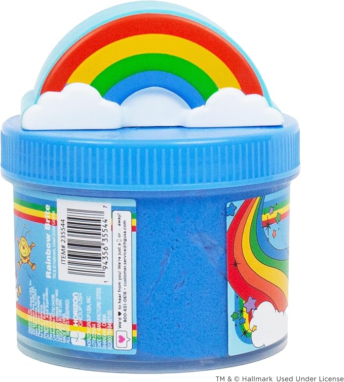 Rainbow Brite Scented Cloud Slime, Vanilla-Scented, Collectible Charm, White Iridescent Tinsel, & Reusable Container with Topper, Cute Stuff for Kids, Colorful Fidget Toys, Goody Bags Stuffers