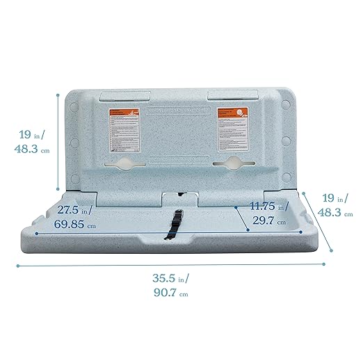 ECR4Kids Horizontal Wall-Mounted Changing Station, Baby Changer, Blue/Grey Speckled