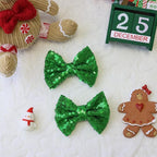 Christmas Hair Bows Clips Green Sequins Alligator Hair Clips Bows for Girls Red Glitter Barrettes Little Bow Hairpins Toddler Teens Sparkly Hair Accessories for Kids Teens Gift