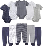 Baby Bodysuit and Pant Set 10-pcs Cotton Soft Newborn Boy Girl Clothes Outfits
