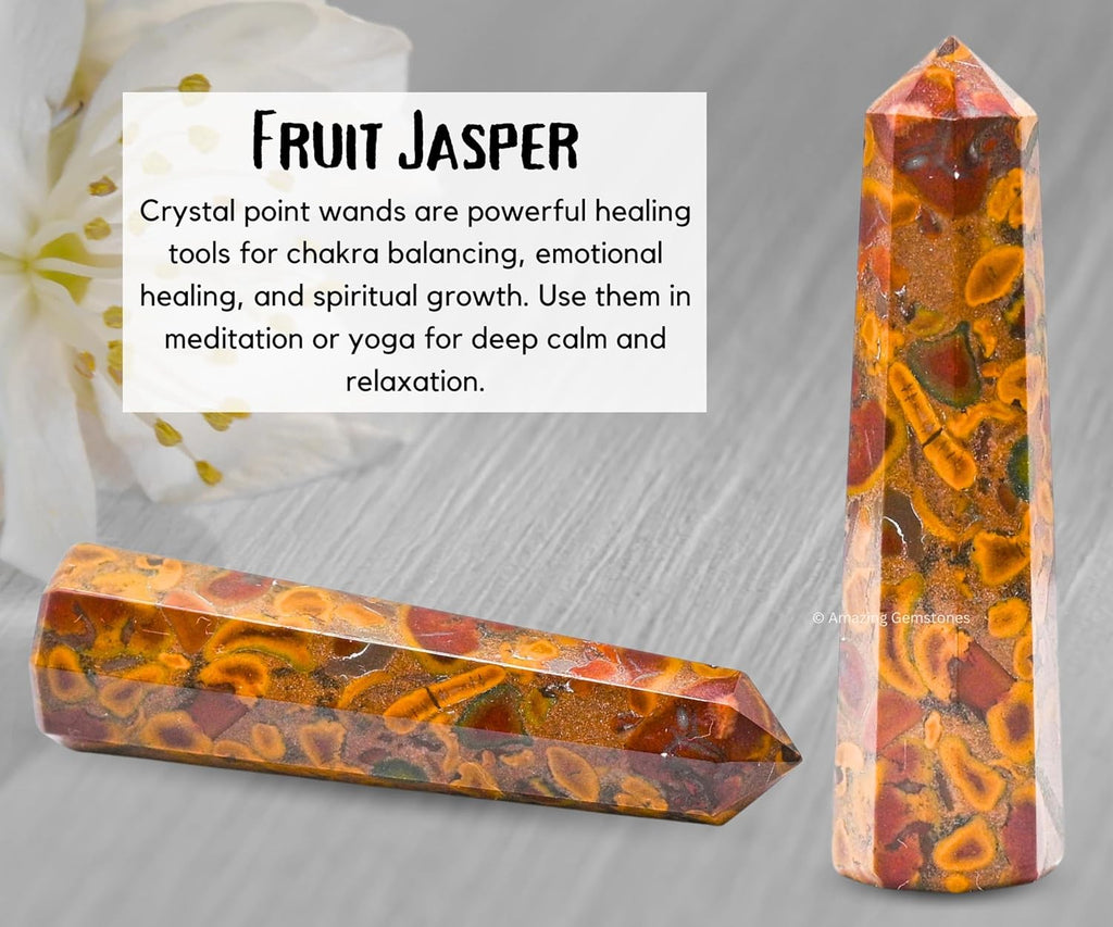Amazing Gemstone Fruit Jasper Crystal Towers - Natural Healing Crystal Point Obelisk for Reiki Healing and Crystal Grid (2 Inch to 3 Inch)