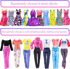 iBayda 139pcs 11.5-inch Fashion Doll and Wardrobe Playset: Wedding Dress, Outfits, Shoes, Bags, Necklace, DIY Stickers Accessories