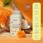 WIISH Baby Oatmeal Bubble Bath - Baby Bubble Bath for Sensitive Skin with 30% Colloidal Oatmeal | Orange + Coconut | Healing Ingredient, Soothing Itchiness, Rashes, Dryness 32 oz (520g)