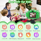 Agoigo Kids Waterproof Camera - Children Underwater HD Video Digital Camcorder, Portable Travel Toy for Toddler - Ideal Christmas Birthday Gifts for Boys Girls Age 3-12 with 32GB Card (Green)