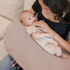 Konssy 2-Pack Muslin Nursing Pillow Covers, Soft & Adorable Nursing Covers for Breastfeeding Pillows, Slipcovers for Newborn Boys & Girls(Soft Blooms,Taupe)