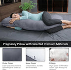 MOON PARK Pregnancy Pillows for Sleeping - U Shaped Full Body Maternity Pillow with Removable Cover - Support for Back, Legs, Belly, HIPS - 57 Inch Pregnancy Pillow for Women - Dark Grey