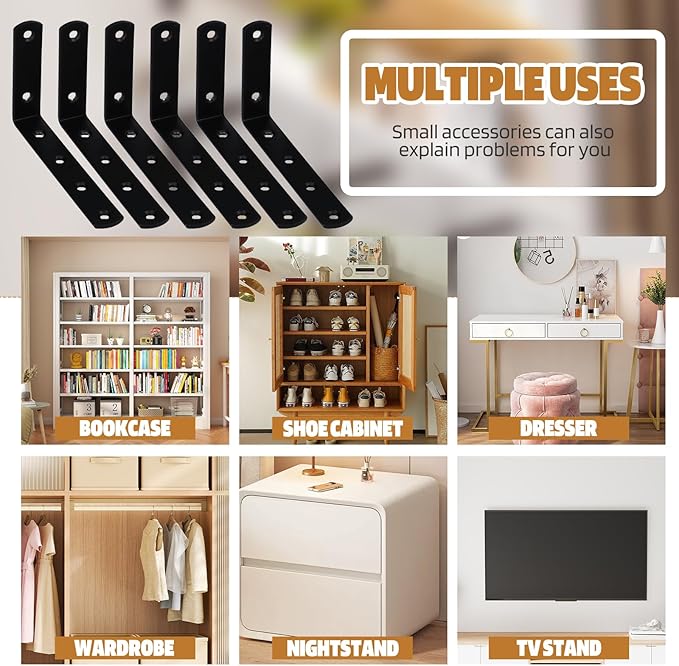 6 Pcs Furniture Wall Anchors Anti Tip Baby Proofing for Safety Securing 400 lbs Dresser Bookcase to Wall Heavy Duty Furniture Anchors Kit for Cabinet Dresser Bookshelf