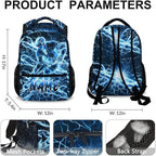 Personalized School Backpack for Kids Boys - 17 Inch Custom Ice Hockey Backpacks with Name for Kids Kindergarten Primary Senior Middle - Cool Durable Lightning Bookbag