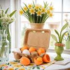 HANSGO Play Food Sets for Kids Kitchen, 6PCS Wooden Toy Food Pretend Play Egg Games for Children Cooking DIY Early Development Learning Skills