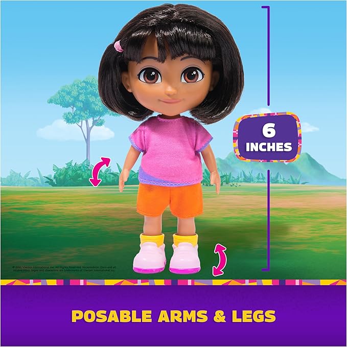 Dora, Best Friends Dora & Boots Set, 6-inch Doll with Clothes, Backpack & Boots Toy Figure, Kids Toys for Girls & Boys Ages 3 and Up