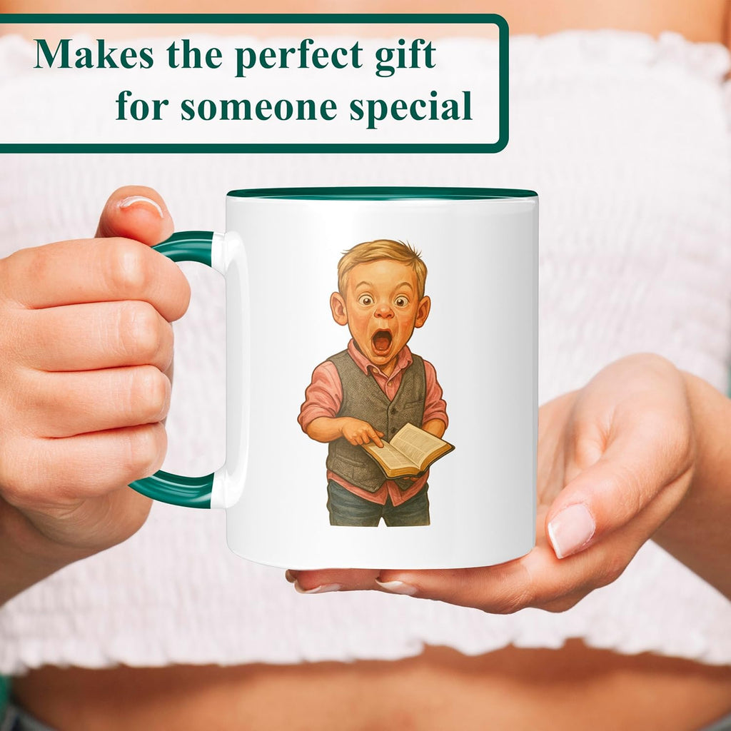 Personalized Coffee Mug, Custom Photo Caricature Gift, Funny Customized Coffee Gift for Men & Women, Custom Mugs with Pictures, Green 11oz Customized Fathers Day Mug