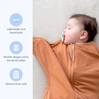 SleepingBaby Zipadee-Zip Transition Swaddle - Cozy Baby Swaddle Blanket with Zipper Convenience - Roomy Wearable Blanket for Easy Diaper Changes - Spice, X-Small (3-6 Month)