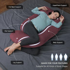 MOON PARK Pregnancy Pillows for Sleeping - U Shaped Full Body Maternity Pillow with Removable Cover - Support for Back, Legs, Belly, HIPS - 57 Inch Pregnancy Pillow for Women - Burgundy