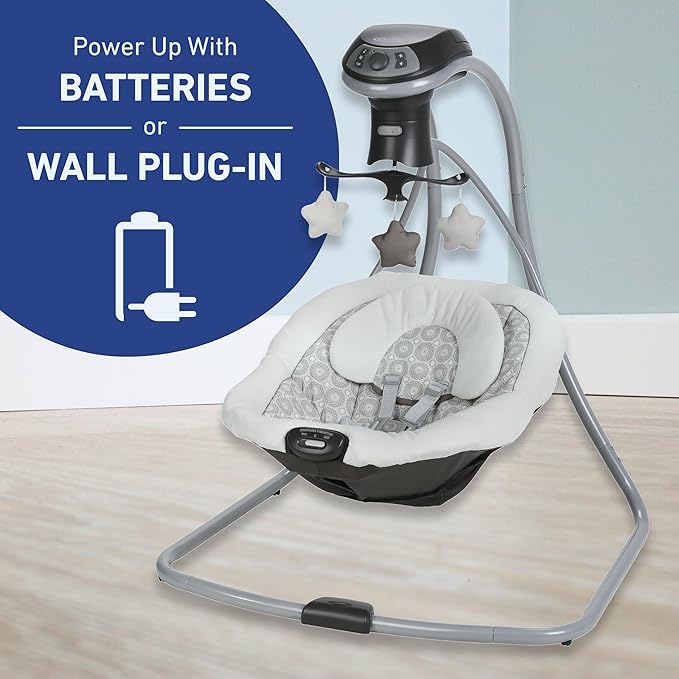 Graco Simple Sway Baby Swing, Side‑to‑Side Sway, Infant Swing with 6 Speeds, Vibration, Abbington