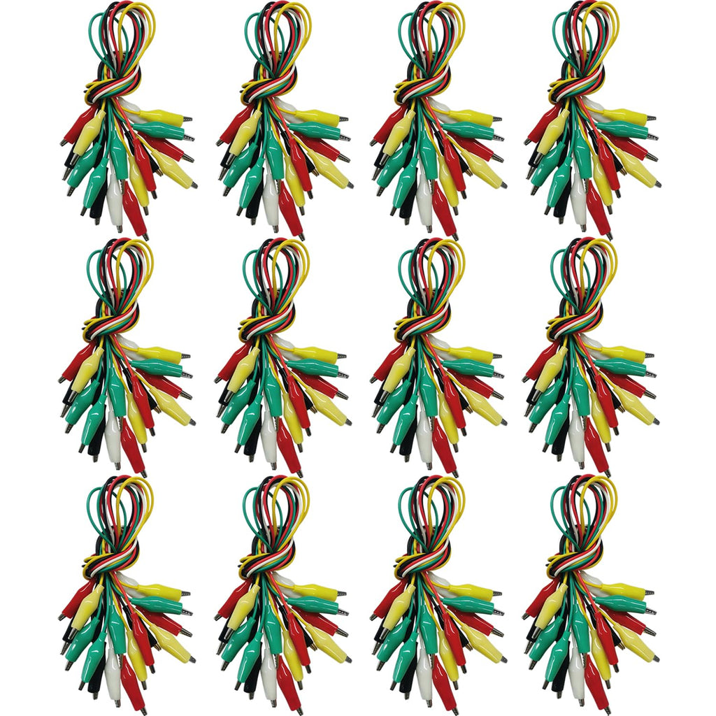 120PCS Premium Alligator Clips Electrical, 5 Colors Test Probes & Leads, Crocodile Jumper Wires with Dual Ended Insulators Cable for Electric Circuit Connection, Multimeter, Electronic Experiments