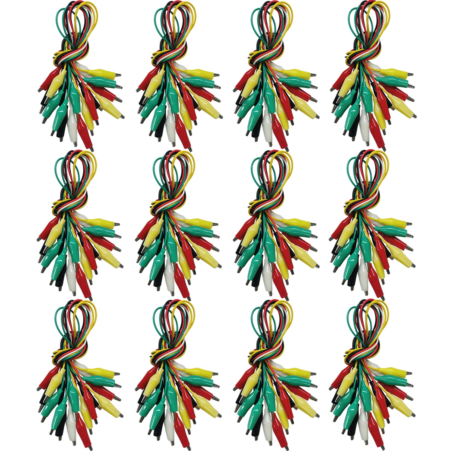 120PCS Premium Alligator Clips Electrical, 5 Colors Test Probes & Leads, Crocodile Jumper Wires with Dual Ended Insulators Cable for Electric Circuit Connection, Multimeter, Electronic Experiments