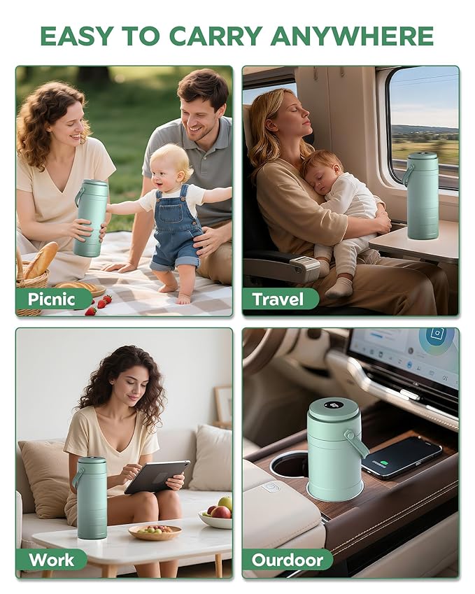 Portable Breast Milk Cooler for Outdoors, 360° All-Round Cooling Keeps Milk Fresh for 24 Hours, 22oz Large Capacity Breastmilk Chiller with 2pcs BPA-Free Bottle for Breastmilk Storage