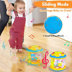 Baby Toys 6 to 12 Months - Musical Rotating Light Up Infant Toys, Early Learning Toys Baby Crawling Drum Toy, Tummy Time Educational Sensory Baby Girl Gifts for Toddlers 1 2 3 Years Old