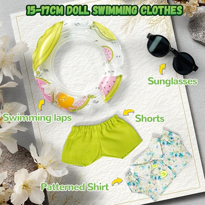 2 Sets Doll Clothes for 17cm Doll, Cute Doll Clothes and Accessories, Outfit Sets 2025 Fashion Style (Holiday, 18Inch)